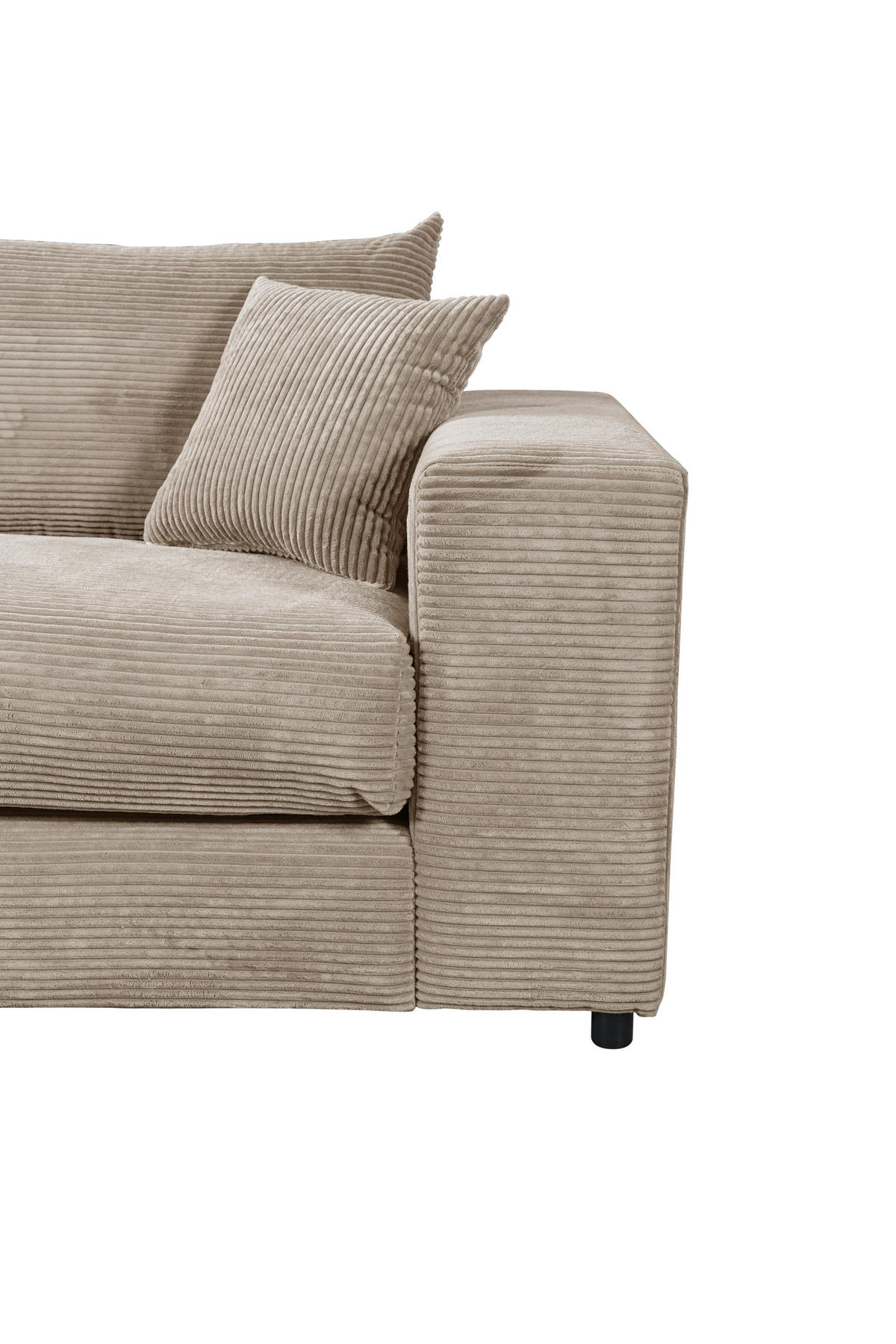 ECKSOFA FUNNY S Hellbraun Cord, Velours Zierkissen, Rückenkissen, Hocker  - Hellbraun/Schwarz, Basics, Kunststoff/Textil (180/265cm) - Livetastic
