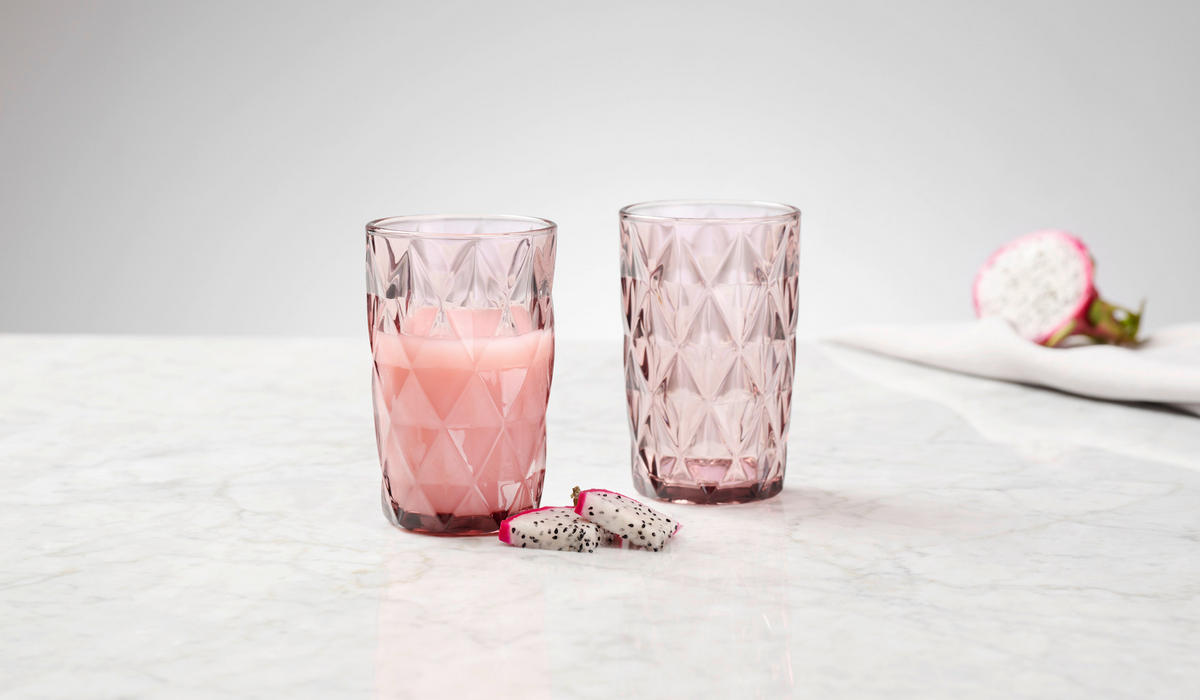 POHÁR NA PITIE - ružová, Basics, sklo (8/12,7cm) - Novel