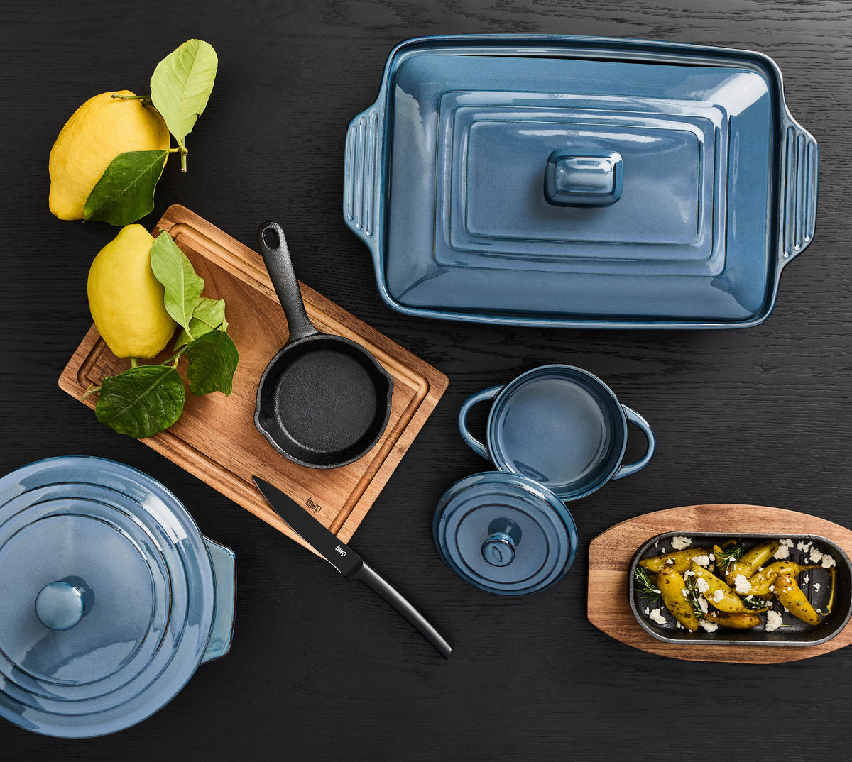 AUFLAUFFORM   - Blau/Braun, LIFESTYLE, Keramik (33,7/23,2/9,2cm) - Homeware Profession.