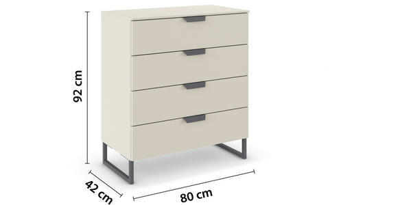 KOMMODE in 80/92/42 cm - Champagner/Dunkelgrau, Design, Holzwerkstoff/Metall (80/92/42cm) - Carryhome