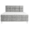 BOXBETT 140/200 cm,  in Hellgrau, gepolstertes Kopfteil, Bettkasten, Topper, H3 = fest  - Chromfarben/Hellgrau, Design, Holz/Holzwerkstoff (140/200cm) - Esposa