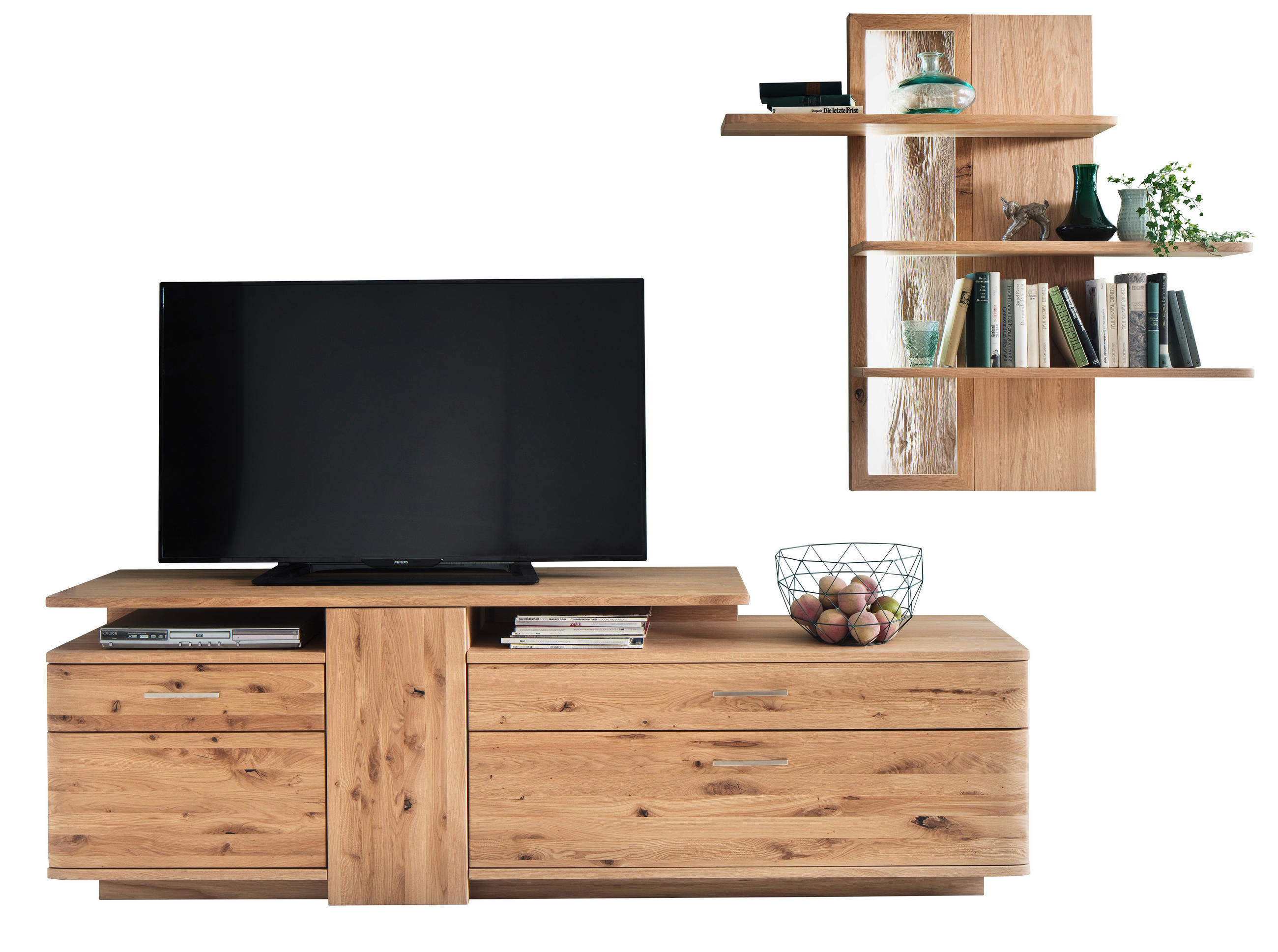 DNEVNI REGAL,  barve hrasta  - barve niklja/barve hrasta, Design, kovina/leseni material (280/200/45cm) - Livetastic