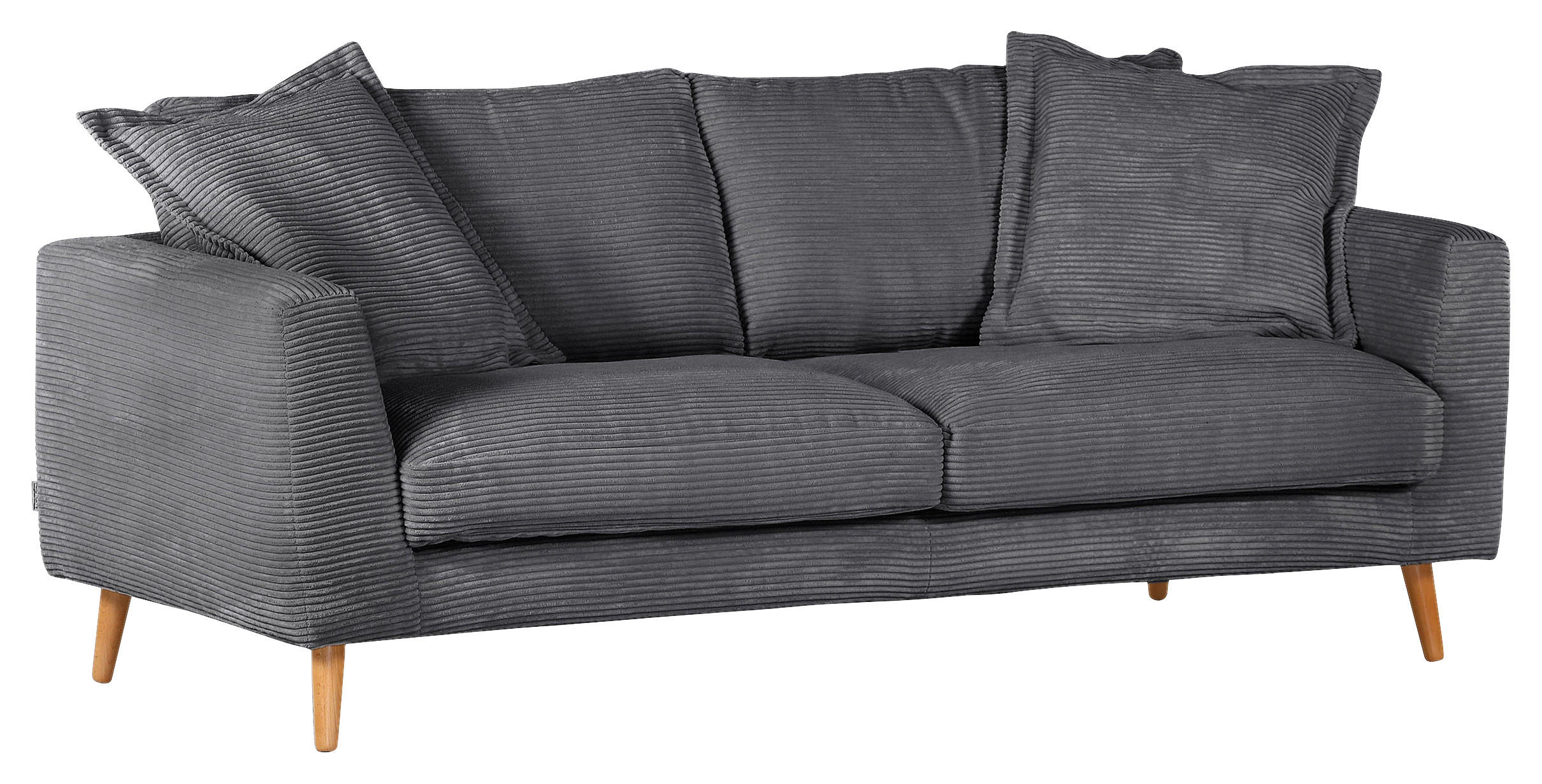 MEGASOFA Cord Anthrazit  - Anthrazit/Naturfarben, ROMANTIK / LANDHAUS, Holz/Textil (220/69/100cm) - Landscape