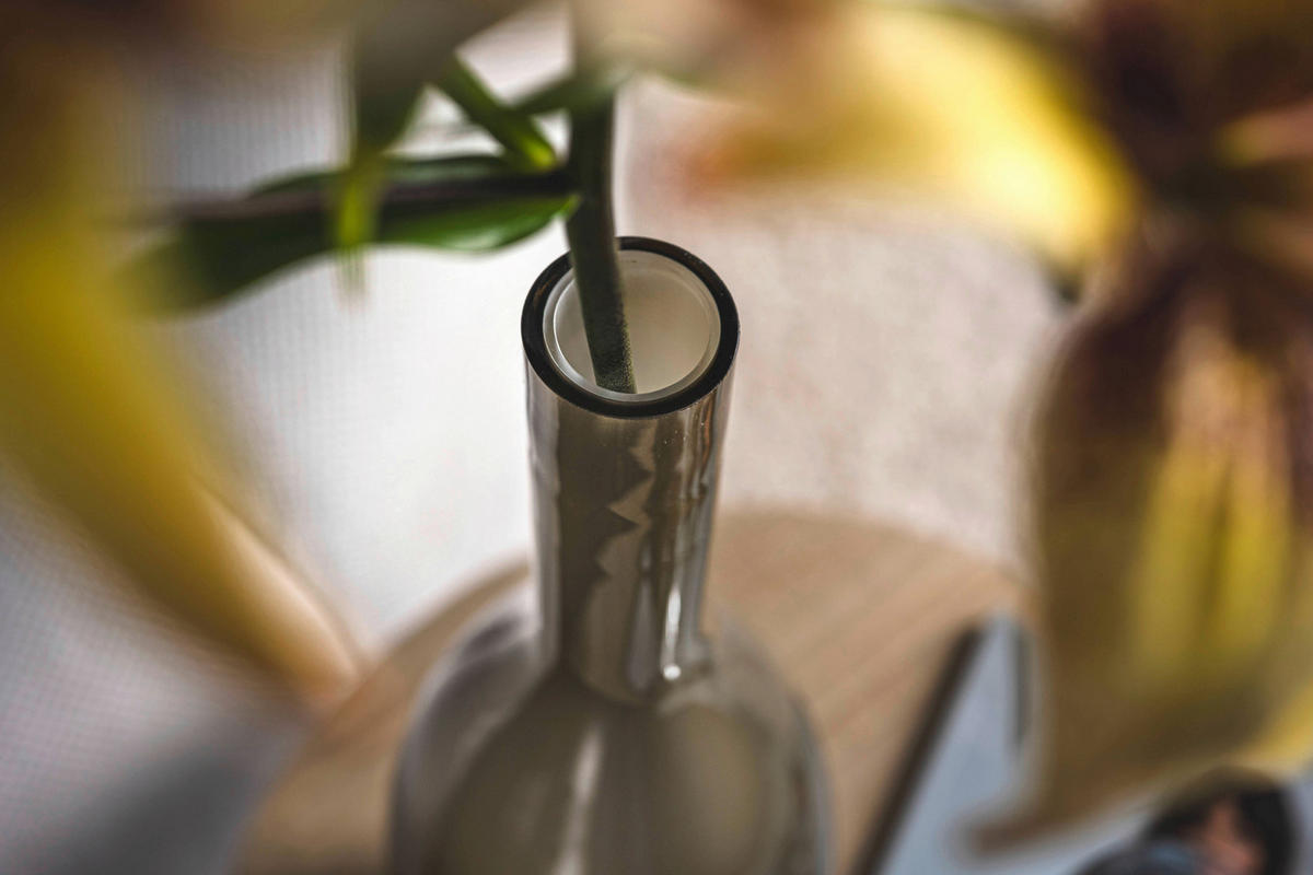 VASE  - Beigebraun, Design, Glas (7/18/7cm) - Leonardo