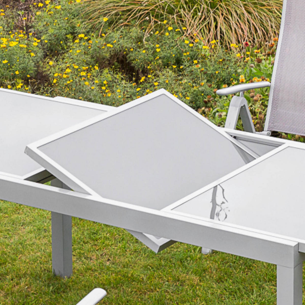 GARTENTISCH 120/90/75 cm Metall, Glas rechteckig  - Silberfarben, KONVENTIONELL, Glas/Metall (120/90/75cm) - Gardenson