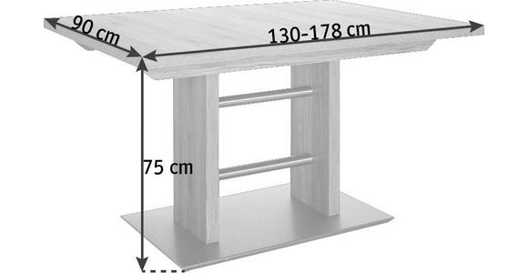 ESSTISCH in Metall, Holzwerkstoff 130(178)/80/75 cm - Edelstahlfarben/Eichefarben, Design, Holzwerkstoff/Metall (130(178)/80/75cm) - Dieter Knoll