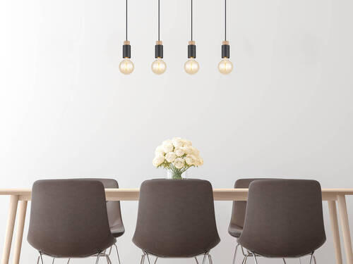 HÄNGLAMPA Matti 75/8/120 cm  - svart/mörkbrun, Design, metall/trä (75/8/120cm) - Globo