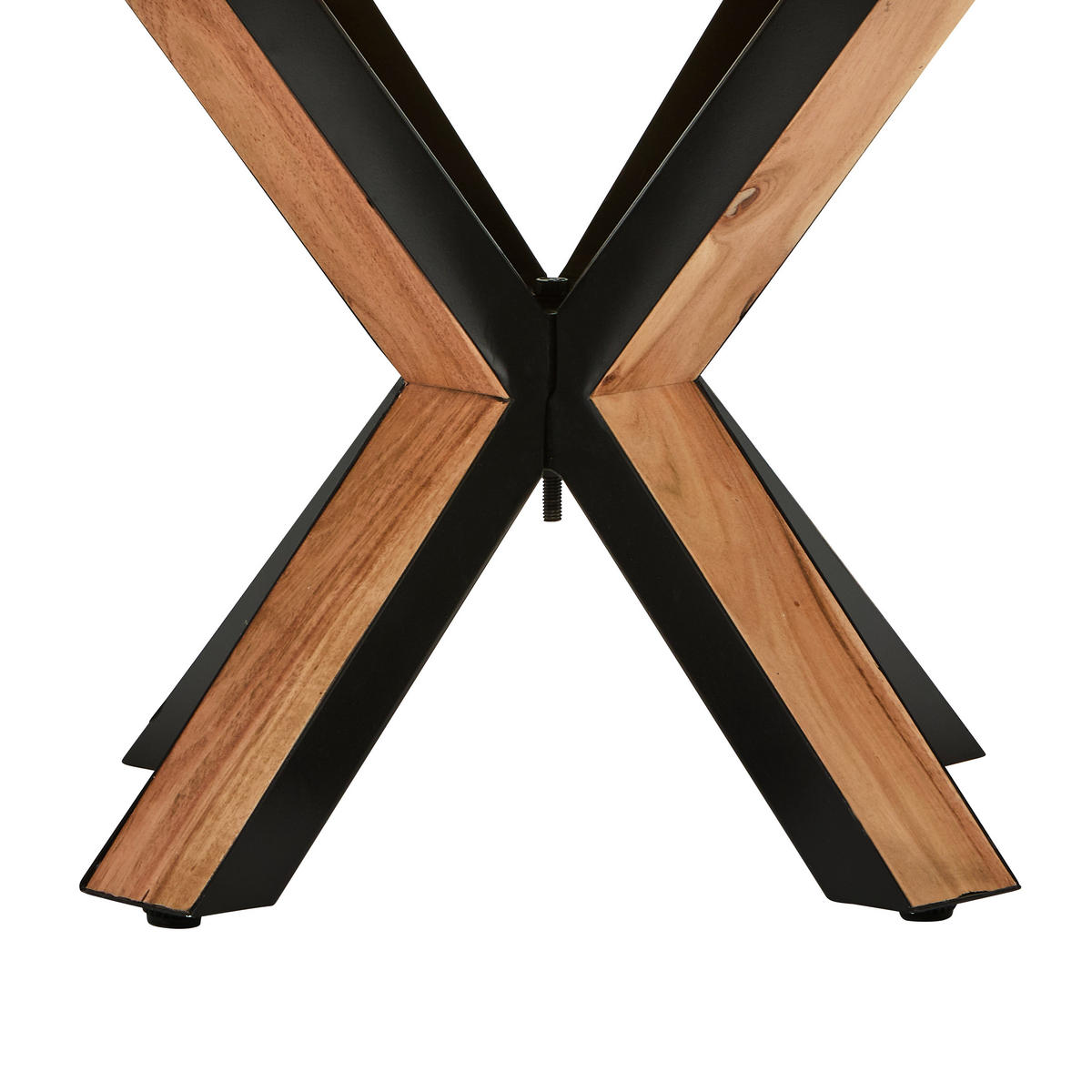 COUCHTISCH Akazie Hartholz rund Schwarz, Akaziefarben  - Schwarz/Akaziefarben, Natur, Holz/Metall (80/80/45cm) - Livetastic