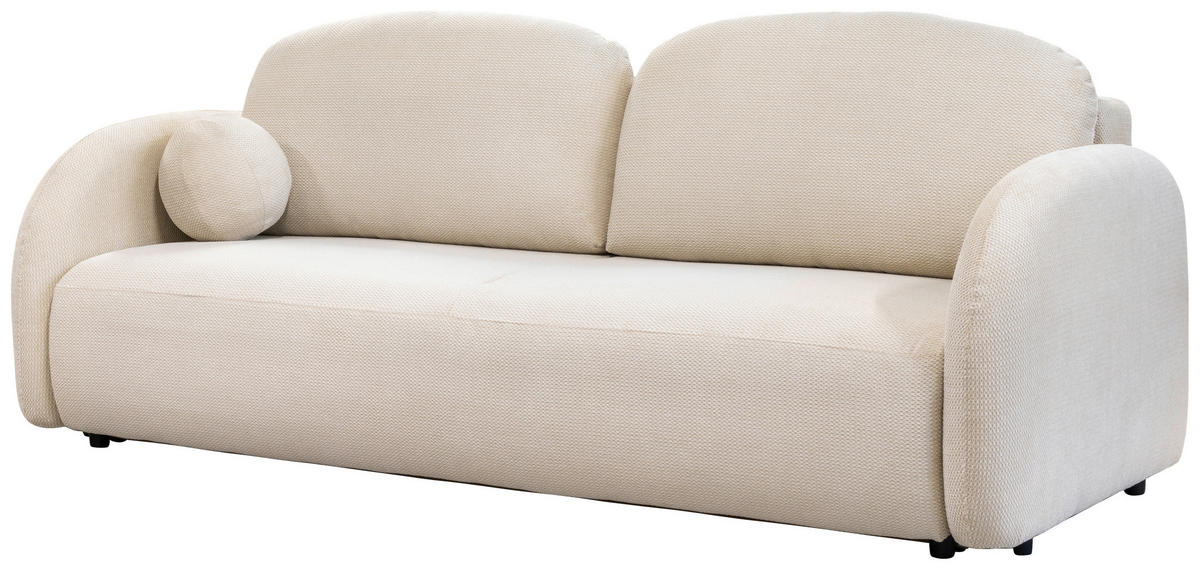 SCHLAFSOFA ROMA  mit Struktur Beige  - Beige/Schwarz, Design, Textil (230/90/105cm) - MID.YOU