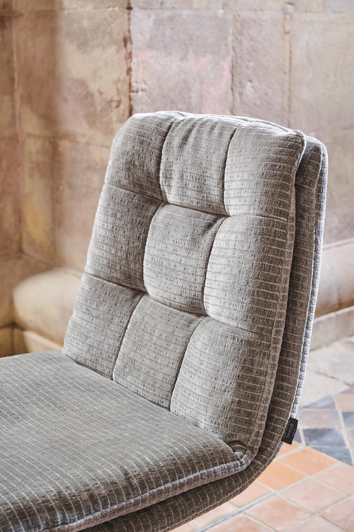 STUHL  in Chenille  - Schwarz/Grau, Design, Textil/Metall (49/90/68cm) - Johann Jakob