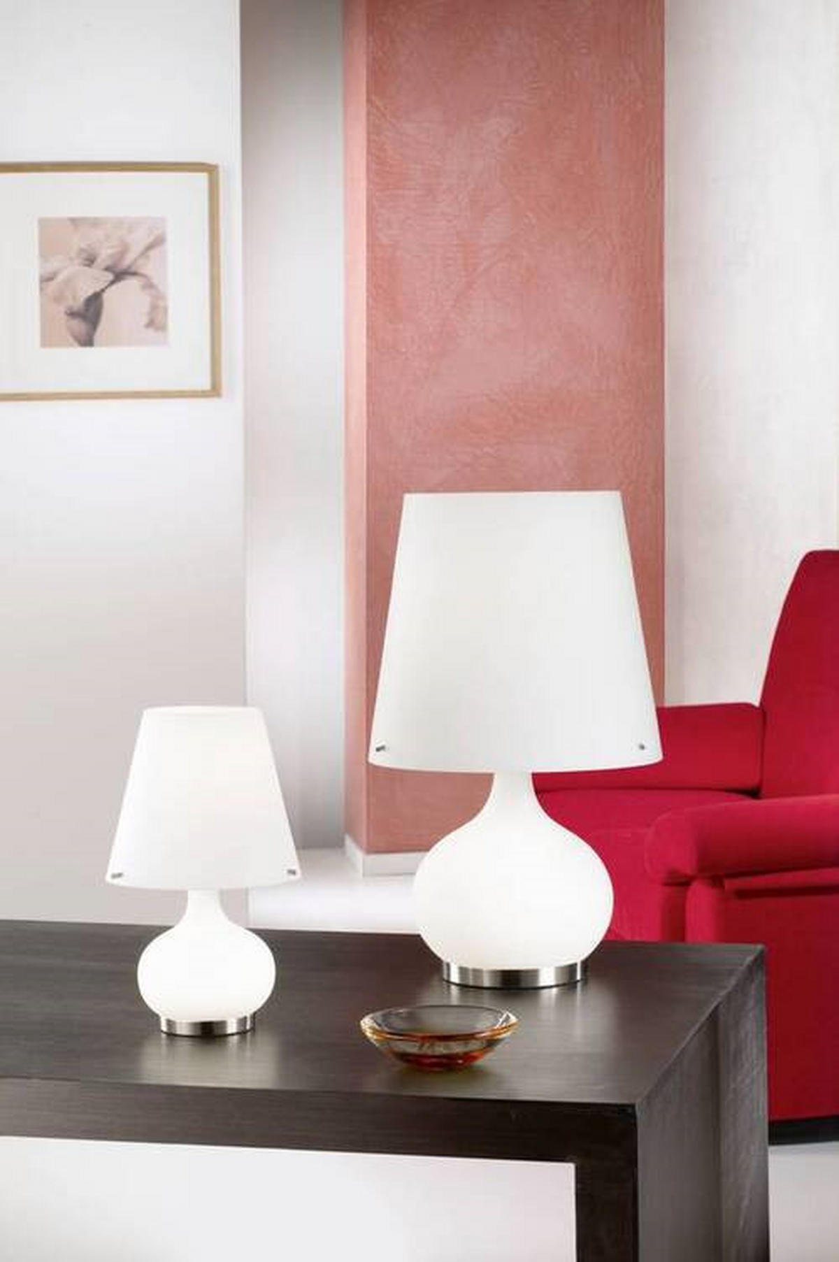 TISCHLEUCHTE Ade 20/33 cm   - Weiß, Design, Glas/Metall (20/33cm) - Fabas Luce