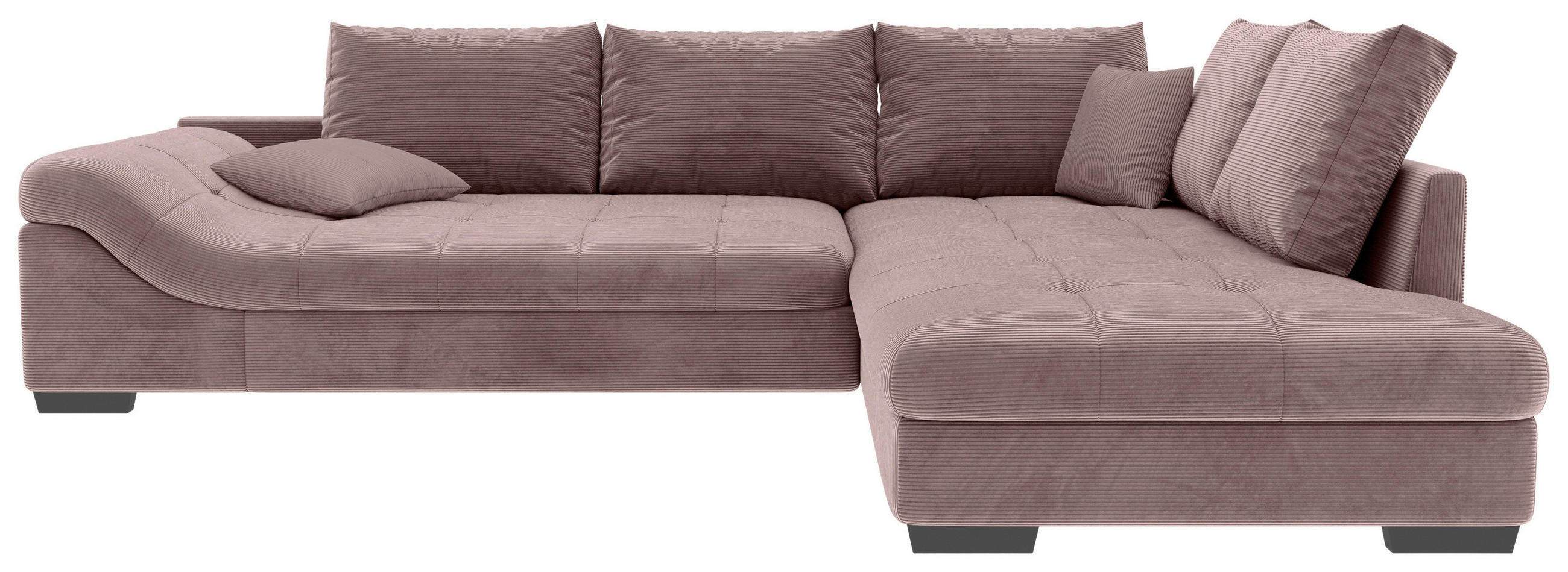ECKSOFA Cord Altrosa  - Schwarz/Altrosa, Konventionell, Holz/Textil (298/202cm) - MID.YOU