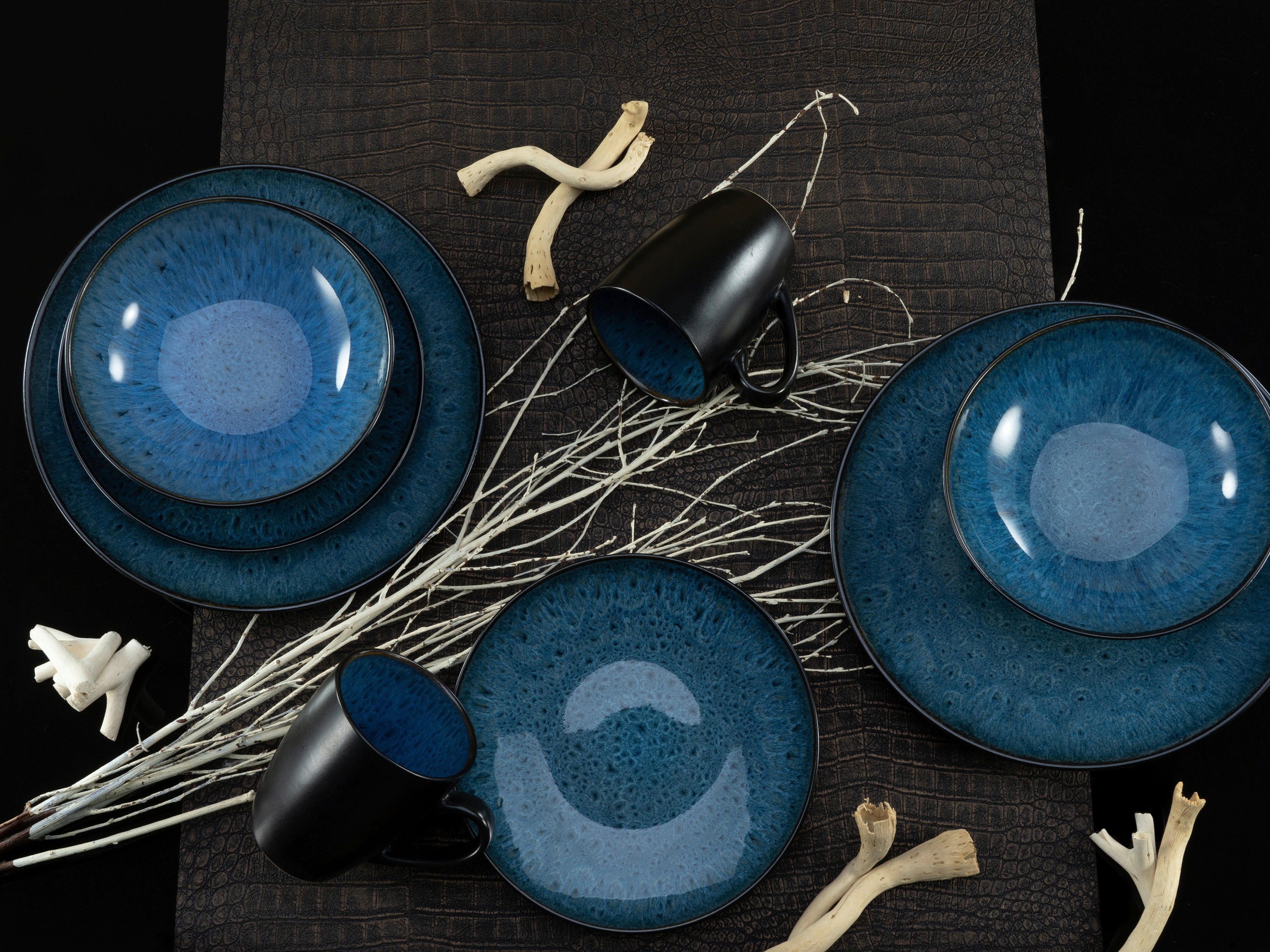 KOMBISERVICE 16-teilig Capri  - Blau/Dunkelblau, Trend, Keramik (40/26/31cm) - Creatable
