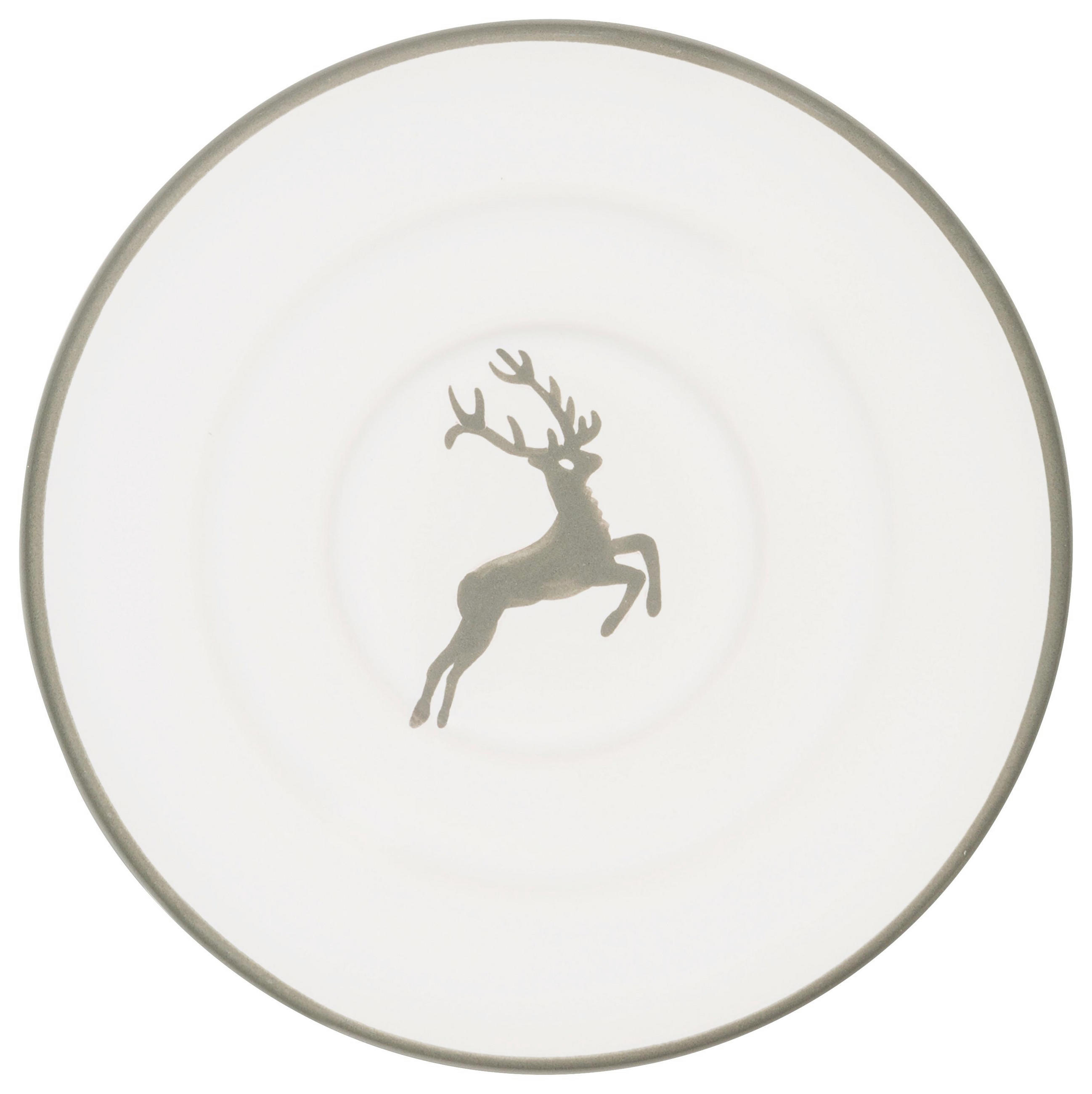 UNTERTASSE Grauer Hirsch — Weiß/Grau, ROMANTIK / LANDHAUS, Keramik (10,5cm) — GMUNDNER