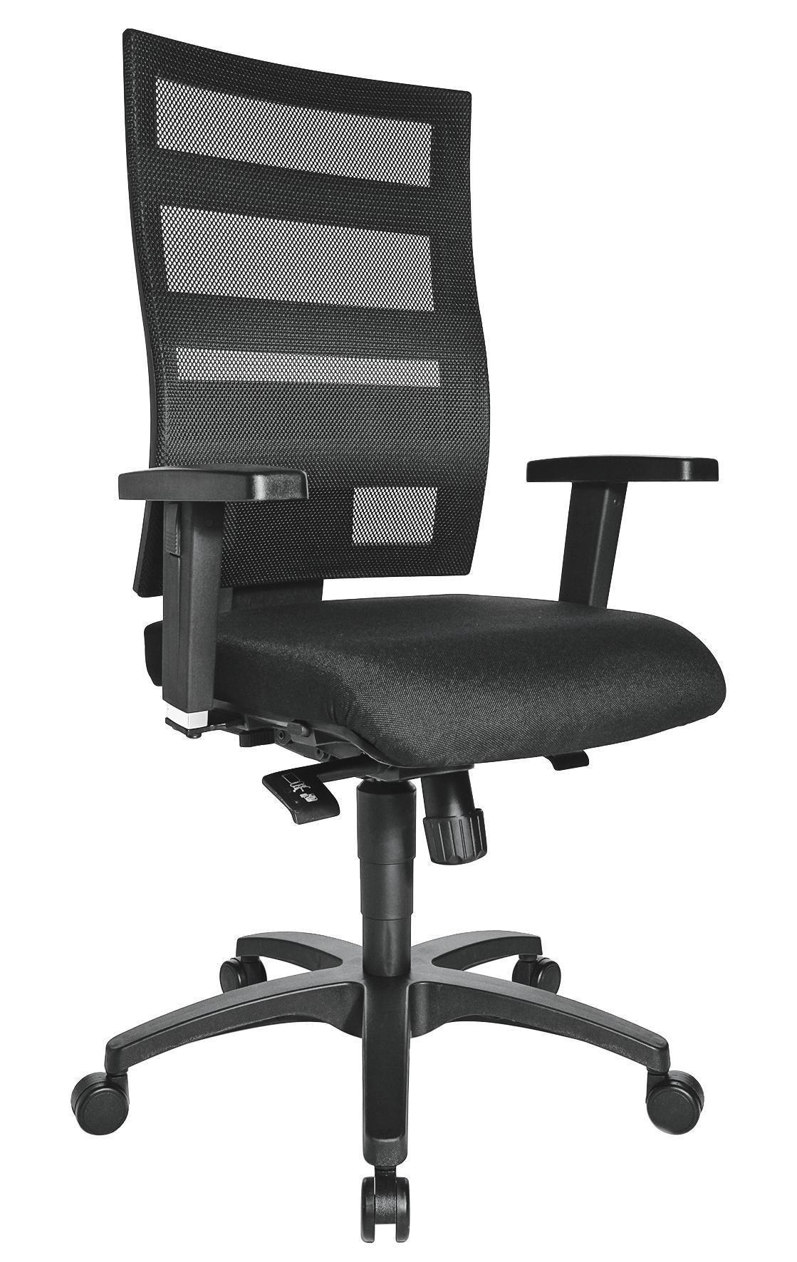 DREHSTUHL Netzbespannung, Mikrofaser Schwarz  - Schwarz, Design, Kunststoff/Textil (48/96-114/48cm) - Topstar