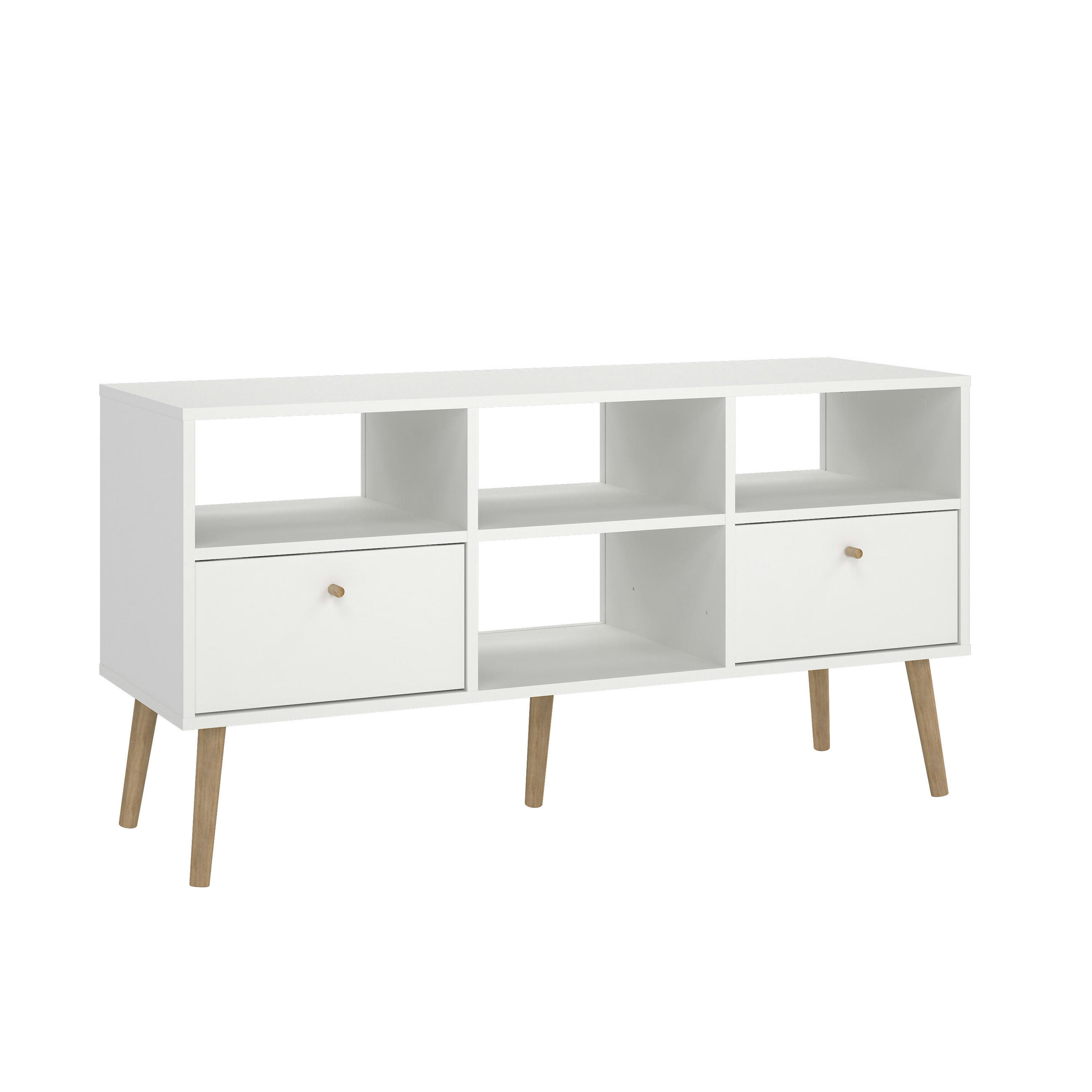 TV-BÄNK i vit, ekfärgad  - vit/ekfärgad, Design, trämaterial (117,2/60,8/39,1cm) - Best Price