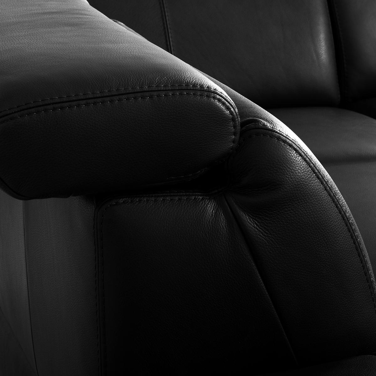 ECKSOFA  in Lederlook Echtleder Schwarz  - Schwarz, Design, Leder/Textil (211/264cm) - Livetastic