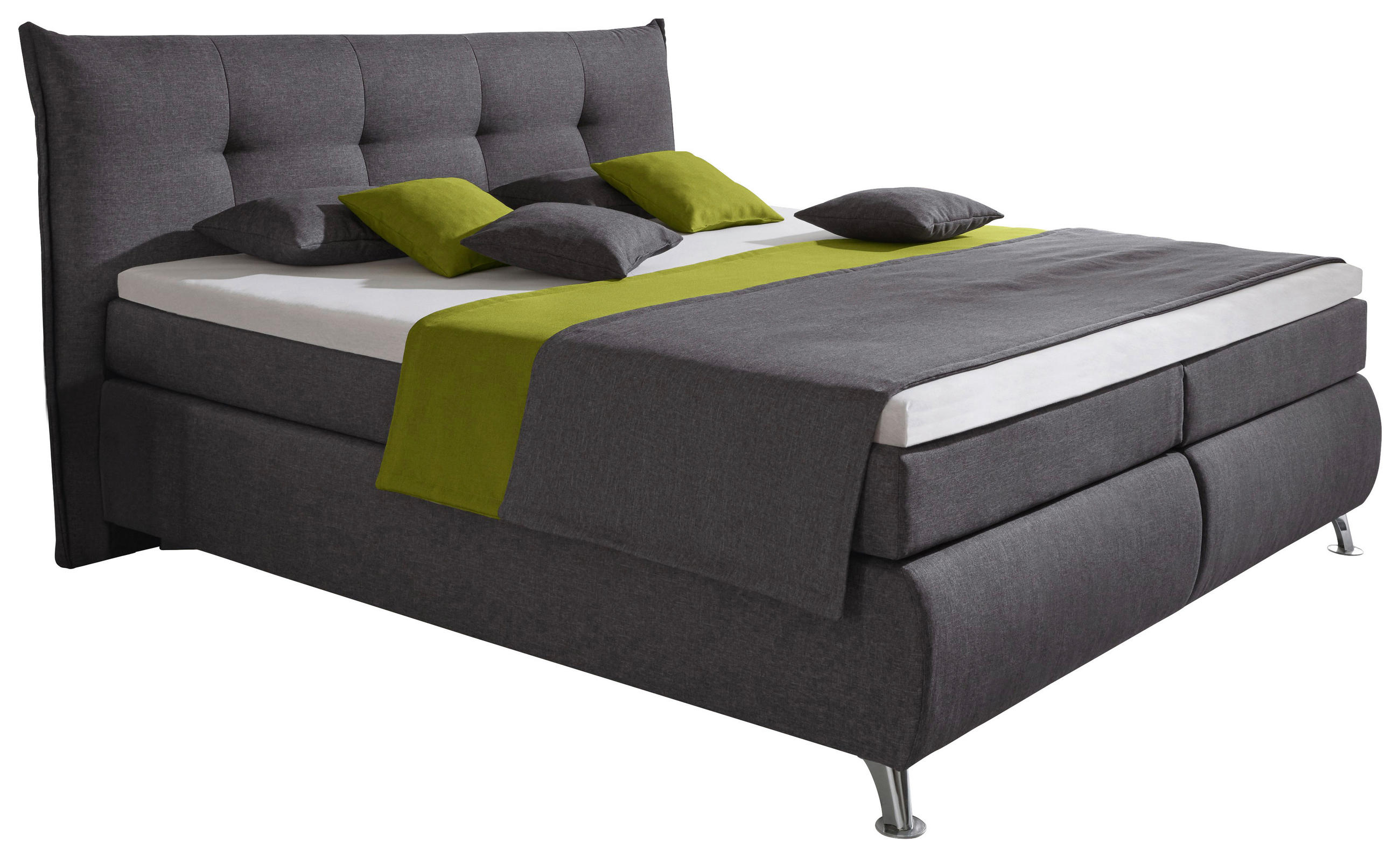 BOXSPRINGBETT 180/200 cm  in Anthrazit  - Chromfarben/Anthrazit, Design, Textil/Metall (180/200cm) - Carryhome