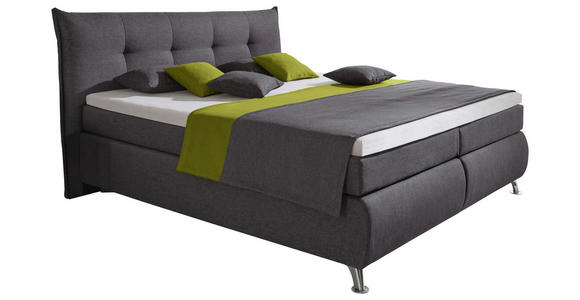 BOXSPRINGBETT 180/200 cm  in Anthrazit  - Chromfarben/Anthrazit, Design, Textil/Metall (180/200cm) - Carryhome