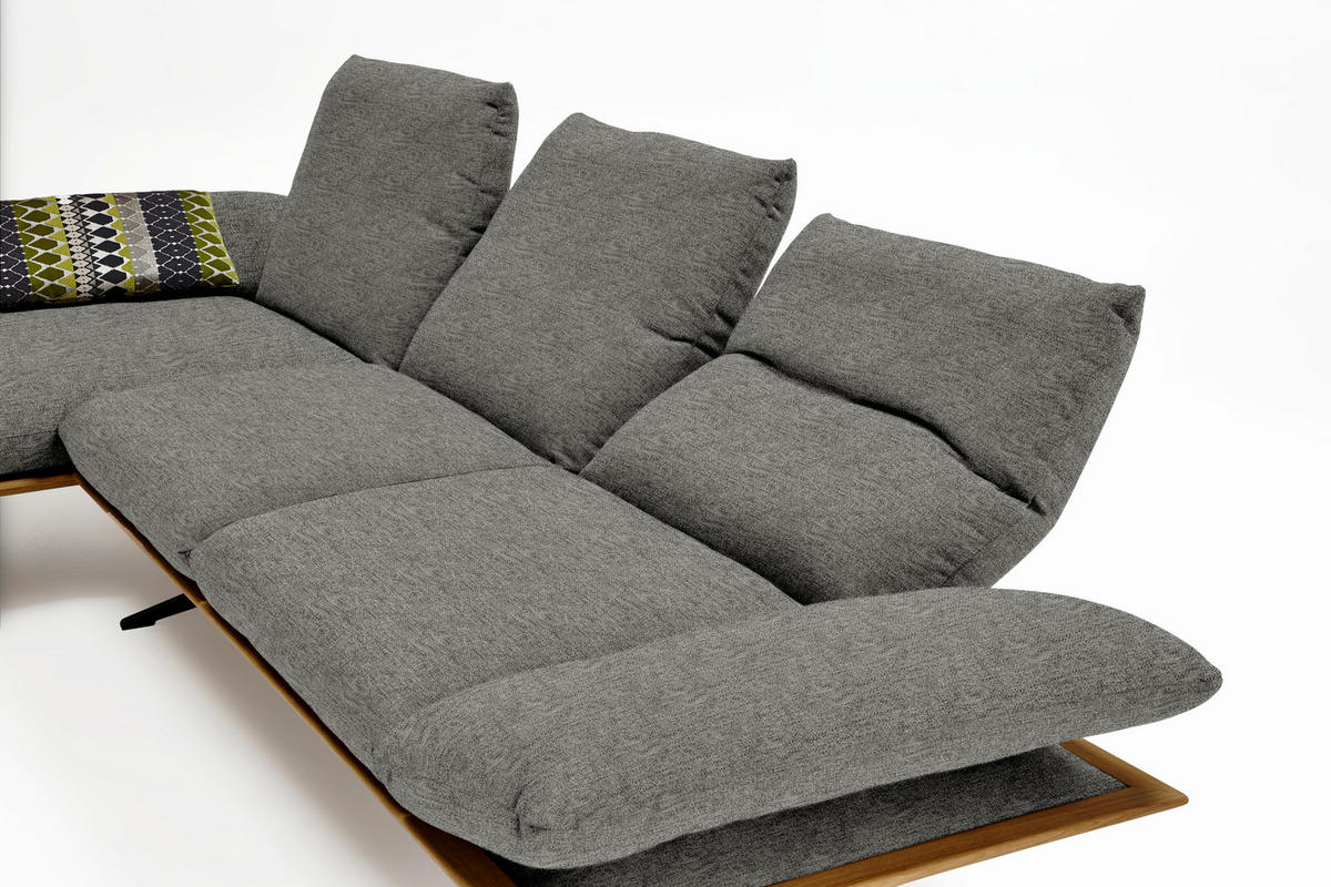 ECKSOFA in Flachgewebe Grau  159/314 cm  - Schwarz/Grau, Design, Holz/Textil (159/314cm) - Dieter Knoll