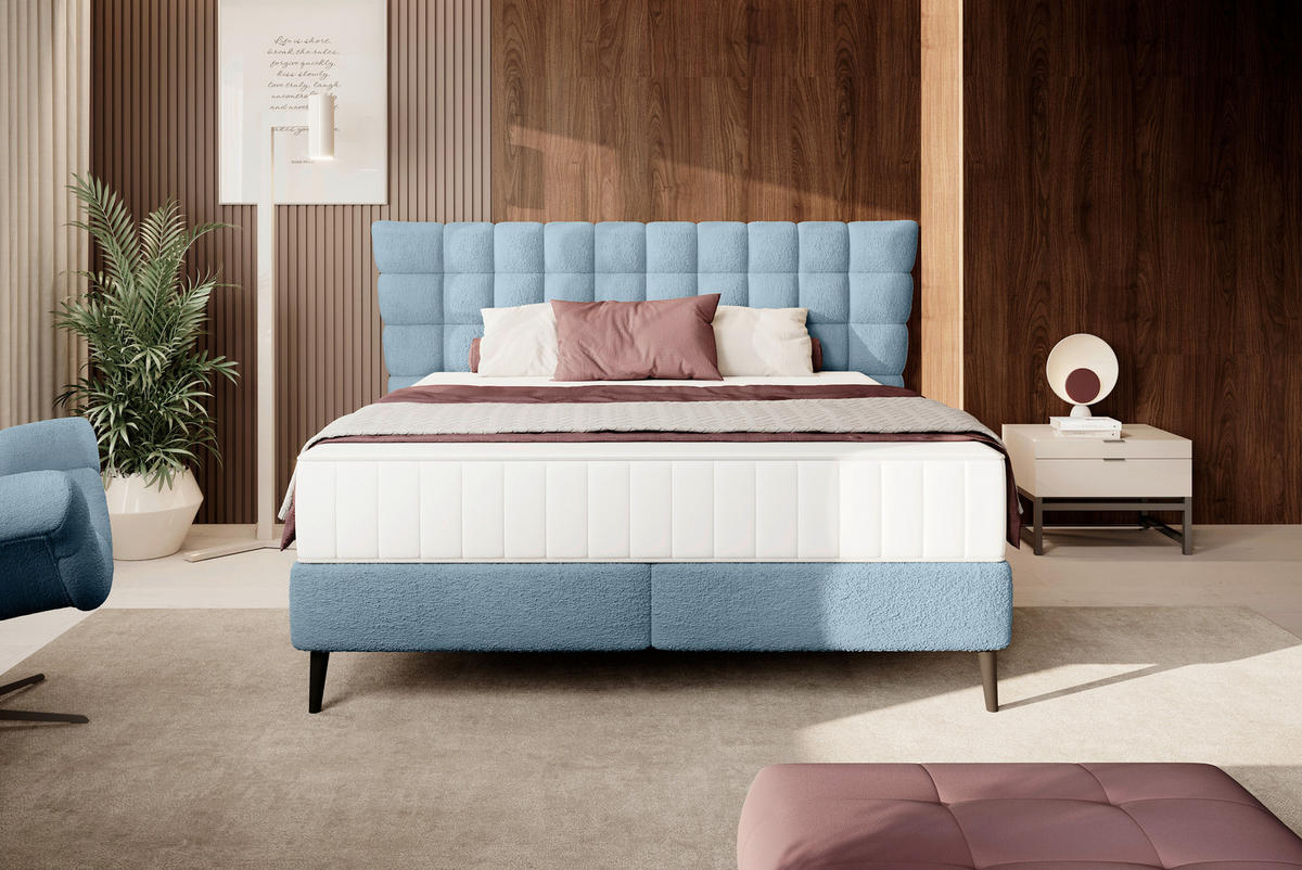 BOXSPRINGBETT 180/200 cm  in Petrol  - Petrol/Schwarz, Design, Holz/Holzwerkstoff (180/200cm) - Esposa