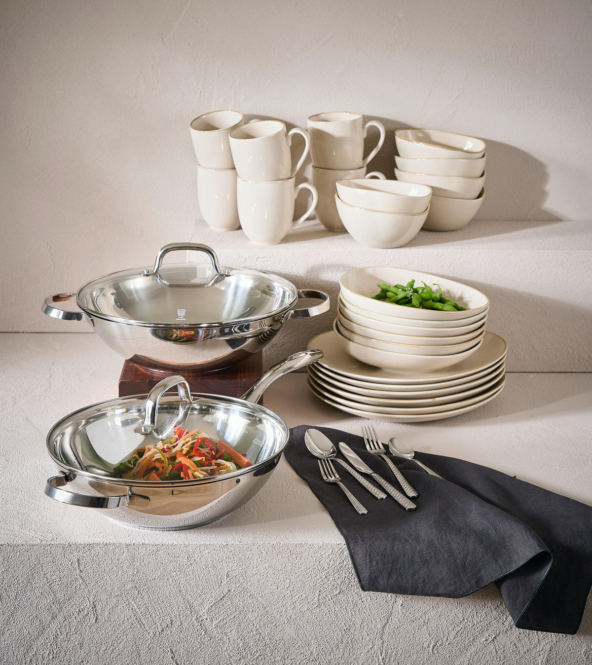 KOMBISERVICE AQUA SABBIA 24-teilig  - Beige, Trend, Keramik - Novel