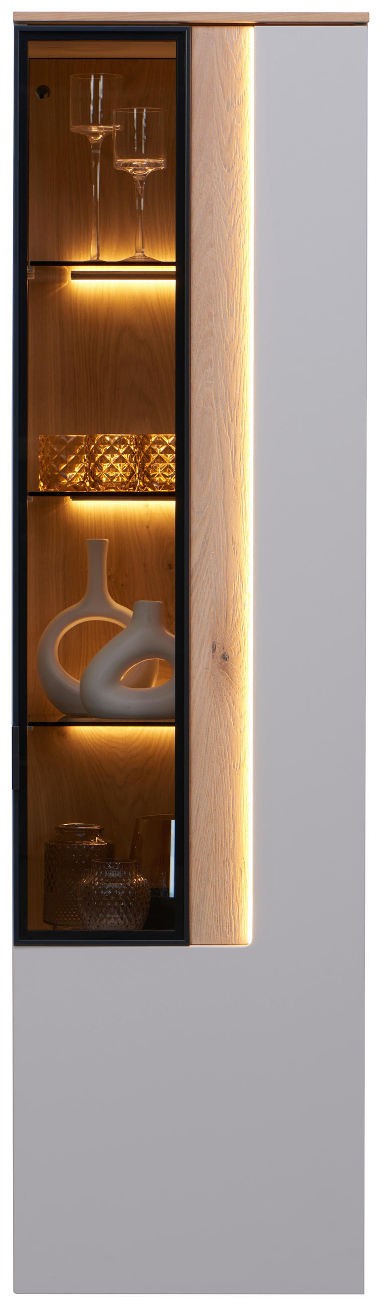 HÄNGEVITRINE in Eichefarben, Hellgrau   - Eichefarben/Anthrazit, Design, Glas/Holzwerkstoff (45,4/164,6/36cm) - Dieter Knoll
