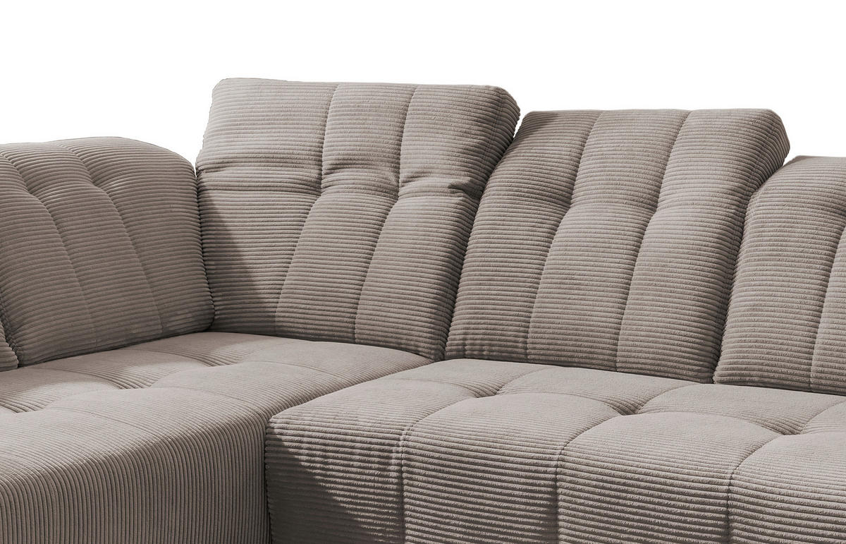 ECKSOFA in Cord Graubraun  - Graubraun/Schwarz, Modern, Textil/Metall (200/261cm) - Livetastic