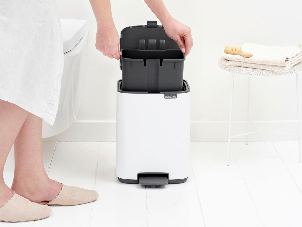 KOŠ S NOŽNOM PAPUČICOM  7 l  Bo  - bijela/antracit, Basics, metal/plastika (24,2/31/24,2cm) - Brabantia