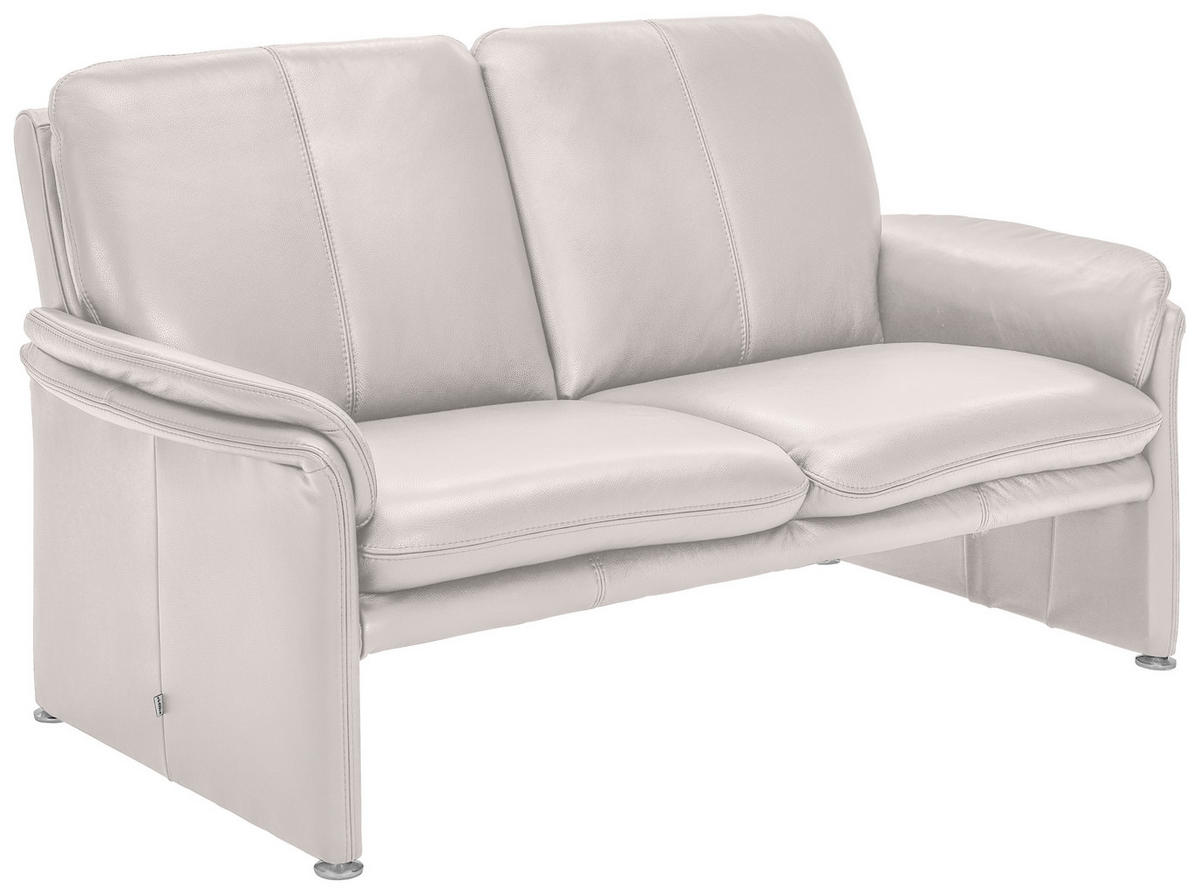 2,5-SITZER Hellgrau Echtleder  - Chromfarben/Hellgrau, KONVENTIONELL, Leder/Metall (186/90/86cm) - Celina Home