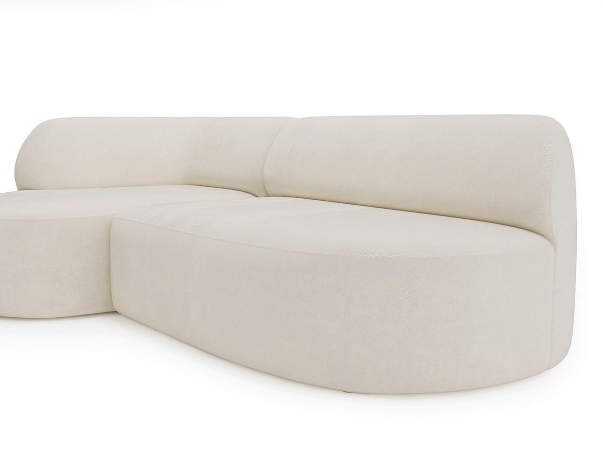 ECKSOFA Chenille Creme  - Creme/Schwarz, Design, Kunststoff/Textil (156/218cm) - Livetastic