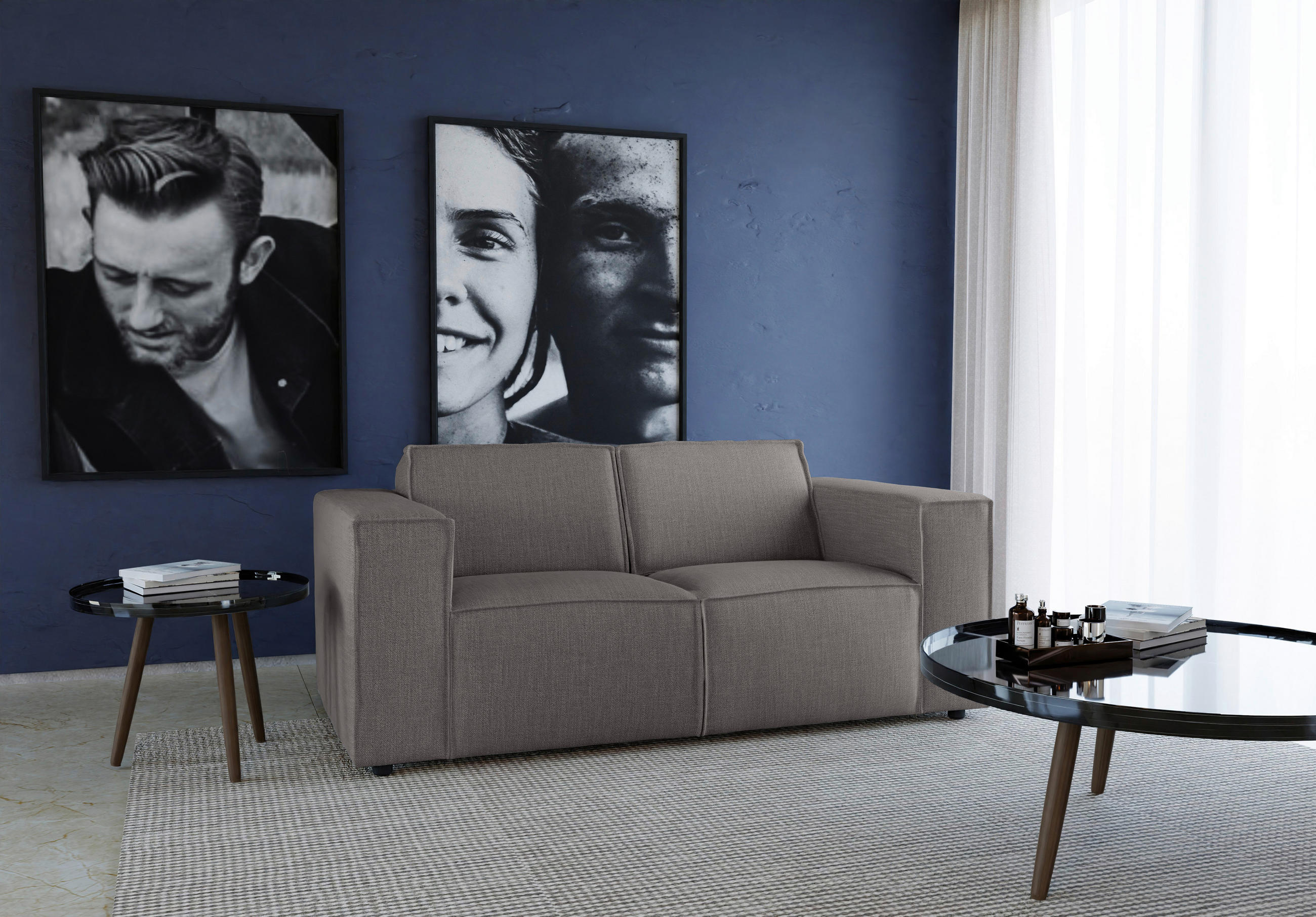 2-SITZER-SOFA Struktur Dunkelgrau  - Dunkelgrau/Schwarz, MODERN, Kunststoff/Textil (185/80/102cm) - MID.YOU