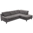 ECKSOFA in Chenille Graubraun  - Graubraun/Schwarz, KONVENTIONELL, Textil/Metall (281/200cm) - Carryhome