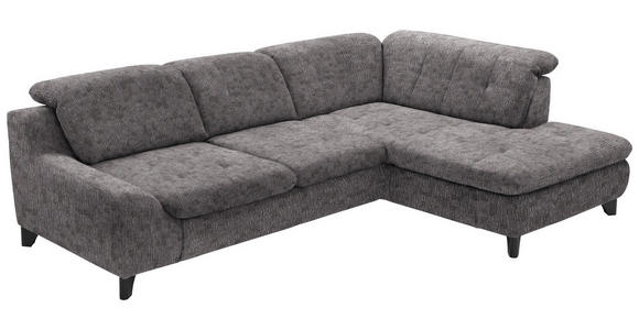 ECKSOFA in Chenille Graubraun  - Graubraun/Schwarz, KONVENTIONELL, Textil/Metall (281/200cm) - Carryhome