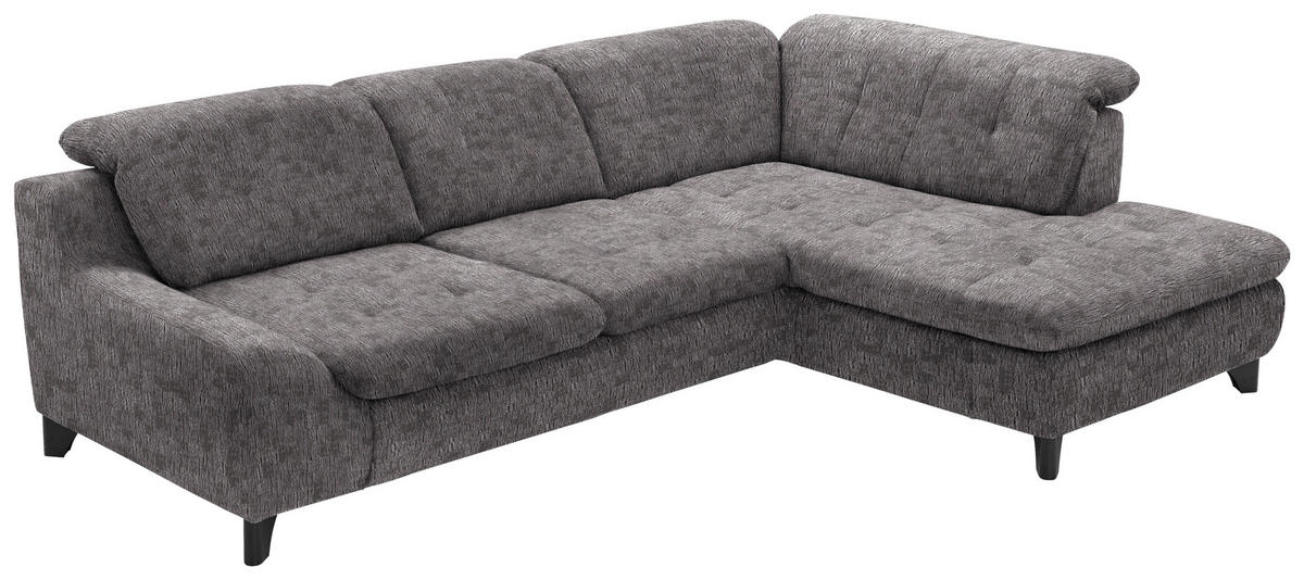 HÖRNSOFFA i chenille gråbrun  - gråbrun/svart, Klassisk, metall/textil (281/200cm) - MID.YOU