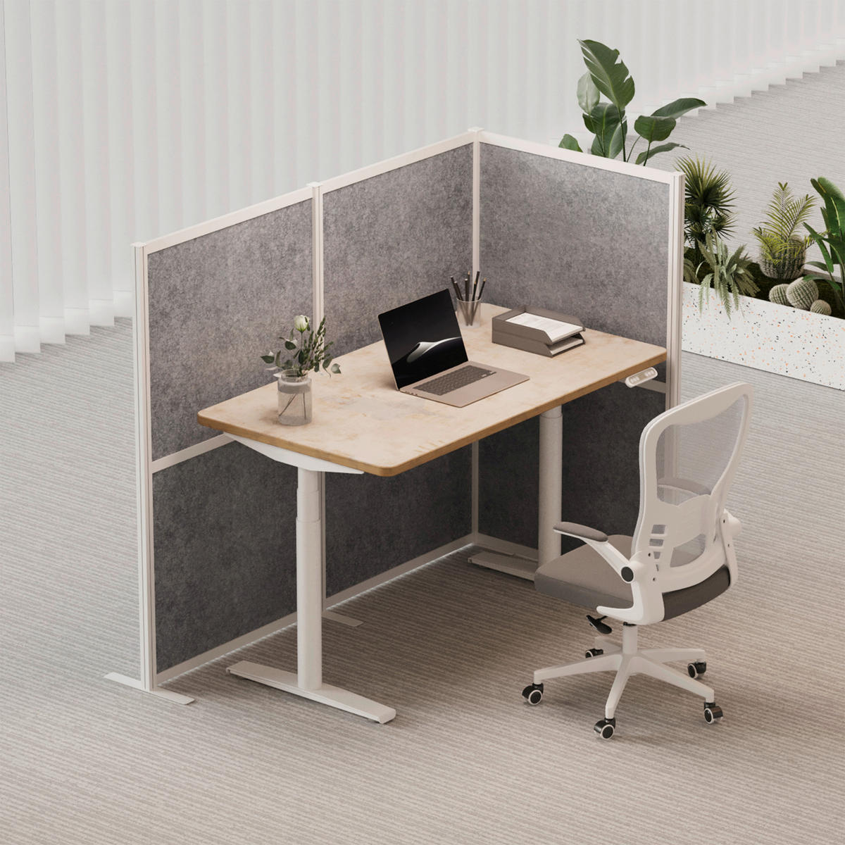 TRENNWAND Metall, Kunststoff, Textil Anthrazit  - Anthrazit, MODERN, Kunststoff/Textil (192/167,3/4cm) - MID.YOU