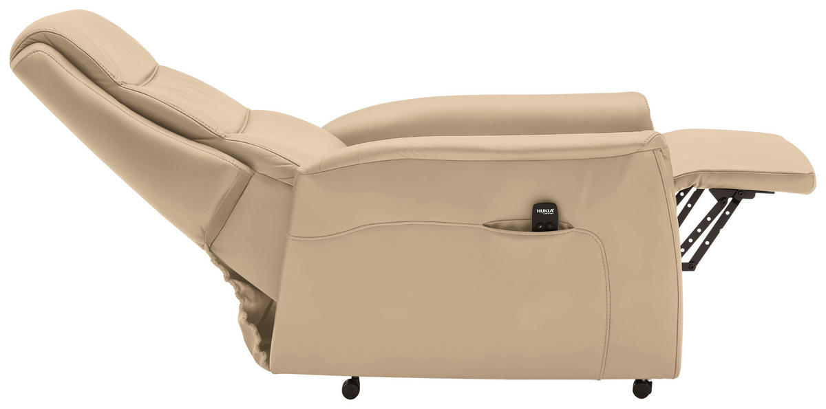 FERNSEHSESSEL Valdera  mit Relaxfunktion, Aufstehhilfe, Rücken echt Echtleder Beige  - Beige/Schwarz, KONVENTIONELL, Leder/Kunststoff (70/107/88cm) - Livetastic