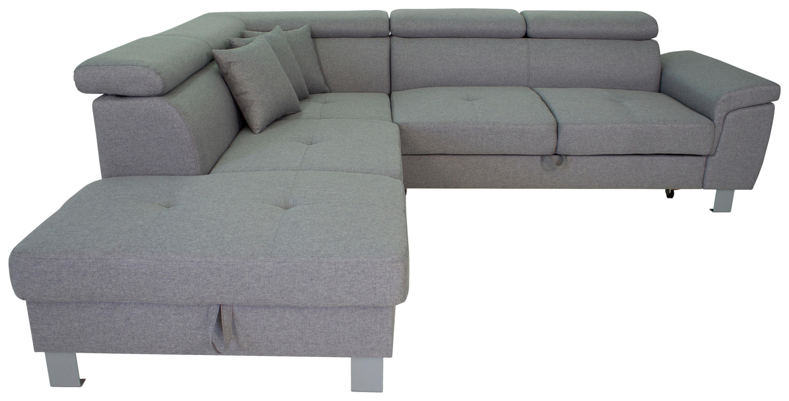 ECKSOFA in Webstoff Hellgrau  - Silberfarben/Hellgrau, Design, Textil/Metall (226/257cm) - Xora