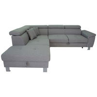 ECKSOFA in Webstoff Hellgrau  - Silberfarben/Hellgrau, Design, Textil/Metall (226/257cm) - Xora