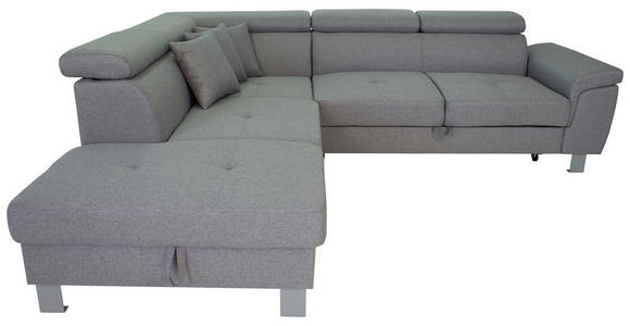 ECKSOFA in Webstoff Hellgrau  - Silberfarben/Hellgrau, Design, Textil/Metall (226/257cm) - Xora