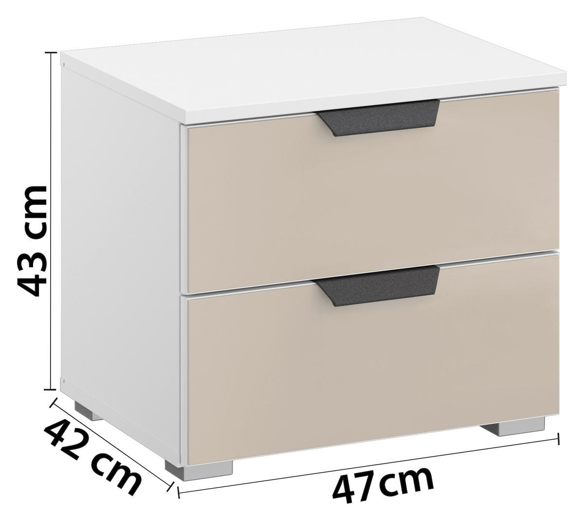 SÄNGBORD i vit, champagne  - vit/aluminiumfärg, Modern, metall/trämaterial (40/43/42cm) - Rauch Möbel