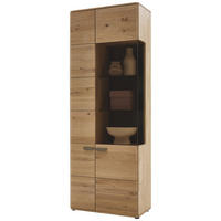 VITRINE  in massiv Wildeiche Wildeiche - Wildeiche/Schwarz, Natur, Glas/Holz (76,9/207/37,1cm) - Valnatura