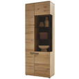 VITRINE  in massiv Wildeiche Wildeiche - Wildeiche/Schwarz, Natur, Glas/Holz (76,9/207/37,1cm) - Valnatura
