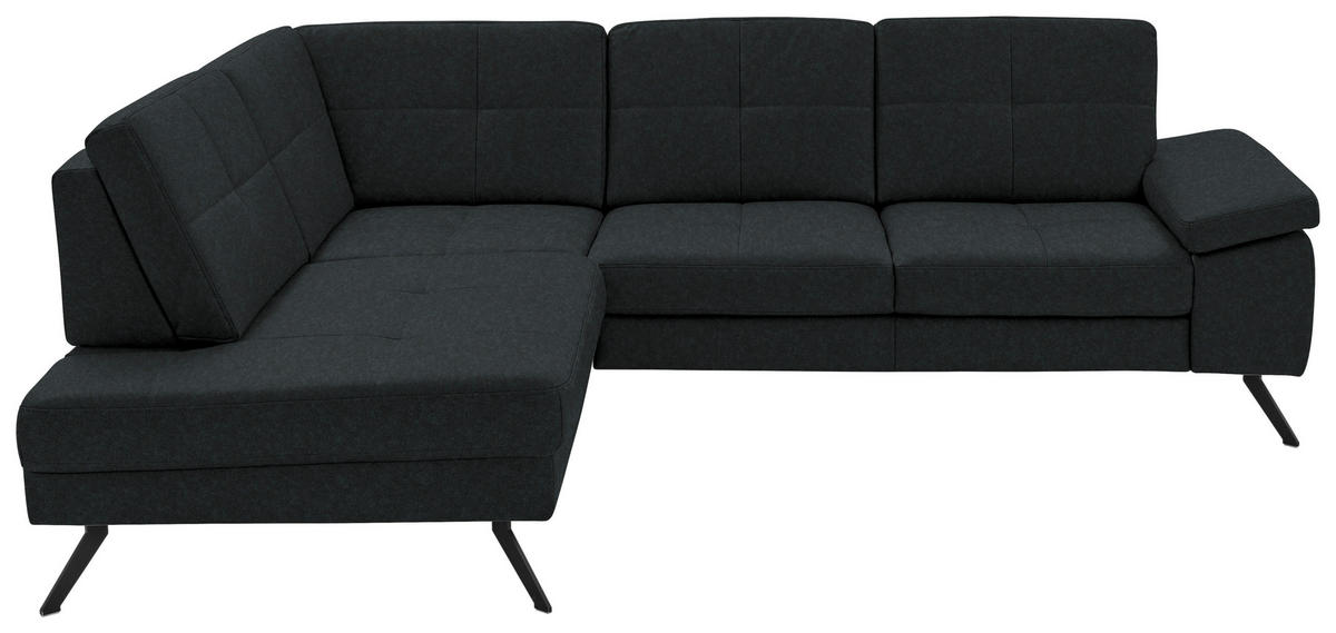 ECKSOFA in Lederlook, Mikrofaser Anthrazit  194/261 cm  - Anthrazit/Schwarz, Design, Textil/Metall (194/261cm) - Beldomo System
