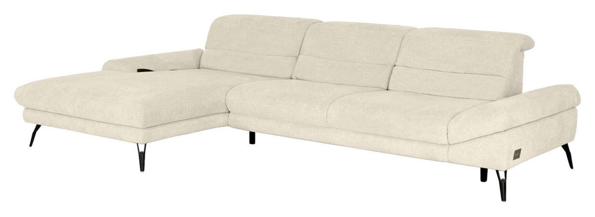 ECKSOFA JOOP Naturfarben Chenille  - Schwarz/Naturfarben, KONVENTIONELL, Textil/Metall (188/319cm) - Joop!