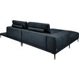 ECKSOFA  in Echtleder Dunkelblau  201/304 cm  - Schwarz/Dunkelblau, Design, Leder/Metall (201/304cm) - Belluti