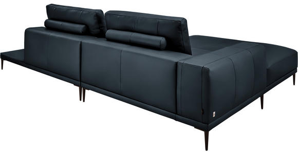 ECKSOFA  in Echtleder Dunkelblau  201/304 cm  - Schwarz/Dunkelblau, Design, Leder/Metall (201/304cm) - Belluti
