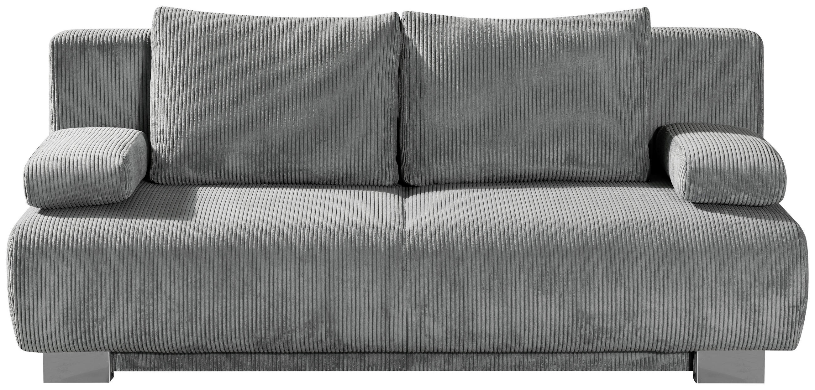 SCHLAFSOFA Cord Hellgrau  - Hellgrau, Konventionell, Textil/Metall (196/89/94cm) - Novel
