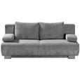 SCHLAFSOFA Rowan Cord Hellgrau  inkl. Rückenkissen, Armlehnenkissen, Bettkasten, Schlaffunktion, Rücken echt  - Hellgrau, KONVENTIONELL, Textil/Metall (196/89/94cm) - Novel