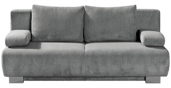 SCHLAFSOFA Rowan Cord Hellgrau  inkl. Rückenkissen, Armlehnenkissen, Bettkasten, Schlaffunktion, Rücken echt  - Hellgrau, KONVENTIONELL, Textil/Metall (196/89/94cm) - Novel